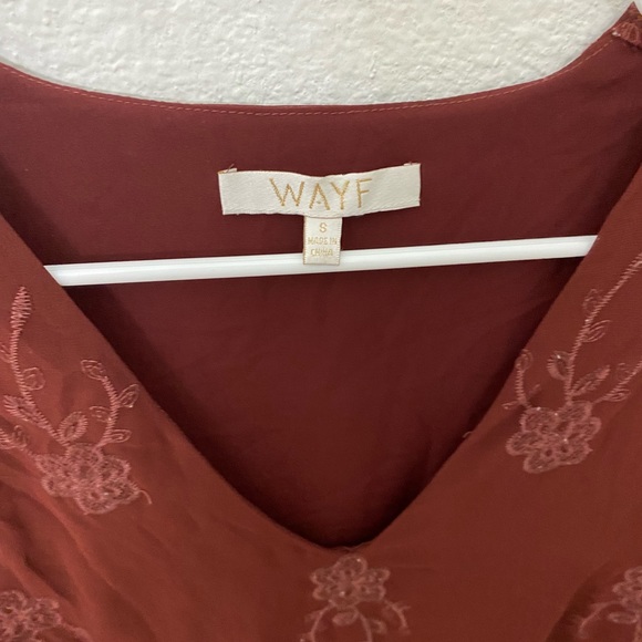 WAYF burgundy embroidered midi dress size small - Picture 6 of 7